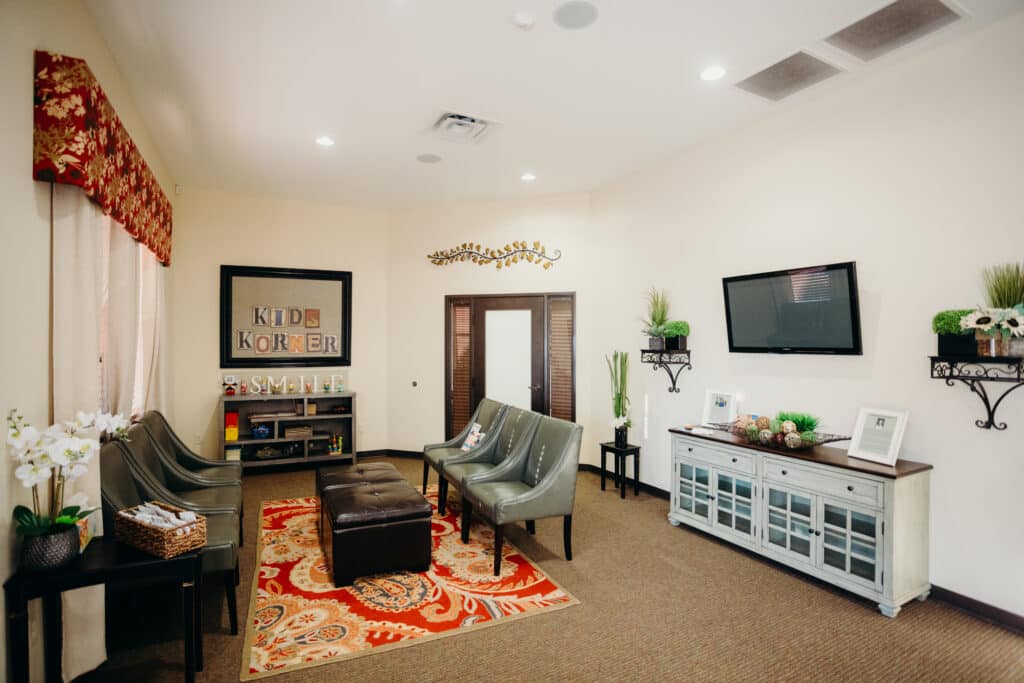 dental waiting room at our Mansfield dentistry.