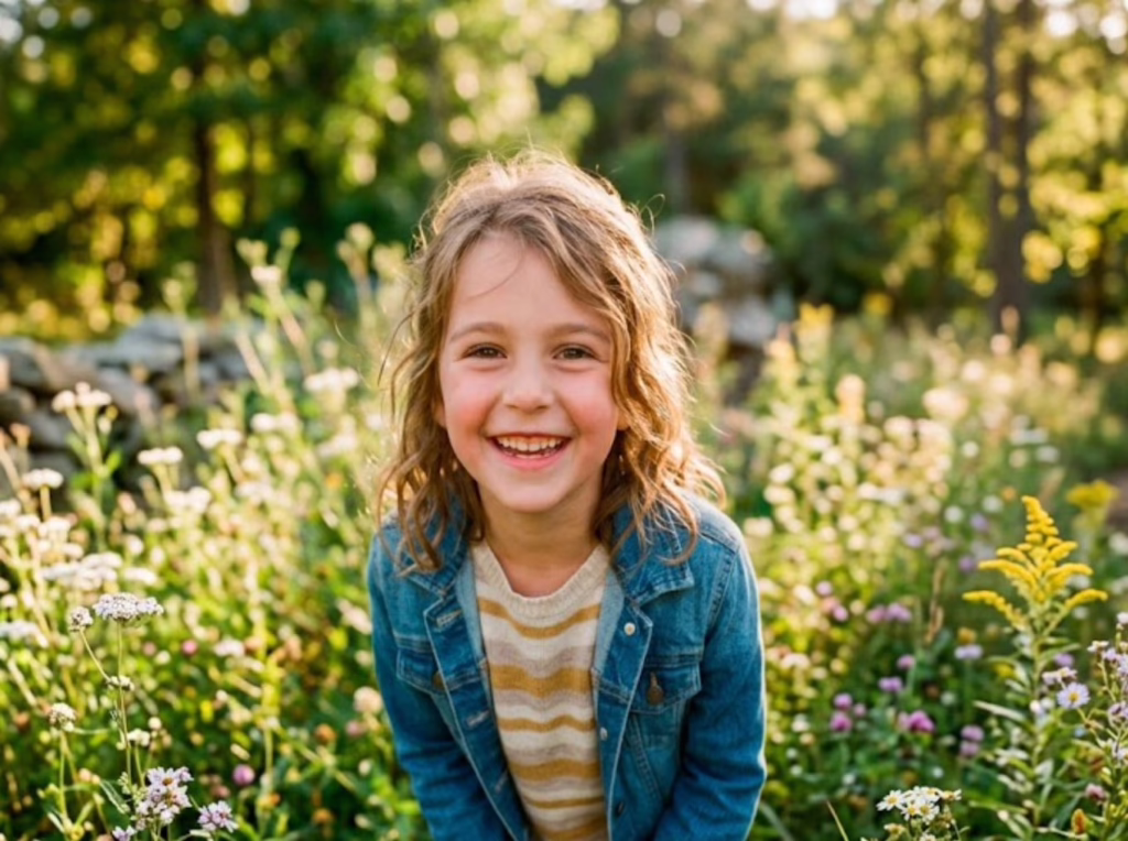 A happy young girl smiling brightly after receiving airway focused pediatric dental care at Central Park Dental and Orthodontics in Mansfield