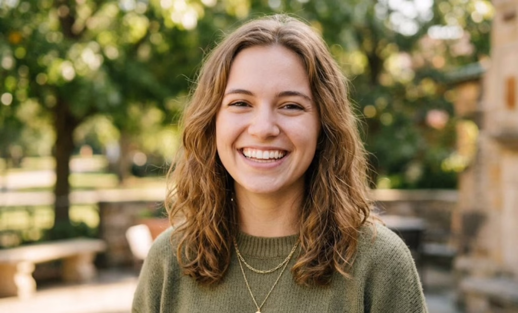 Smiling young woman with healthy teeth representing the confidence achieved through restorative dental care at Central Park Dental and Orthodontics in Mansfield Texas